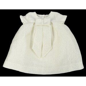 LITTLE BEAR PARTY Baby Ivory Bow Front Mohair Short Sleeve Dress 9M Italy NWT